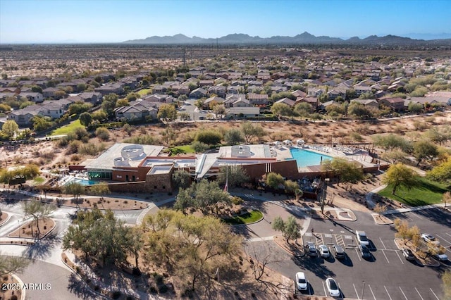 bird's eye view featuring a residential view and a mountain view
