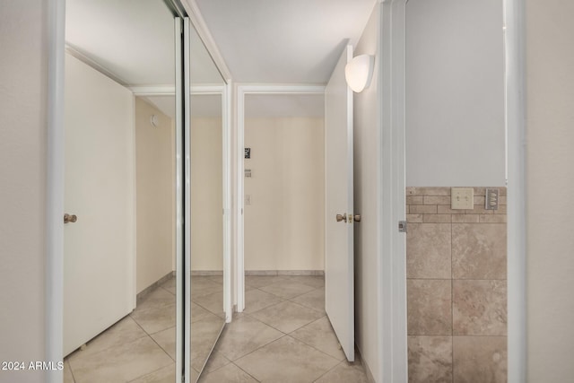 bathroom with tile patterned floors