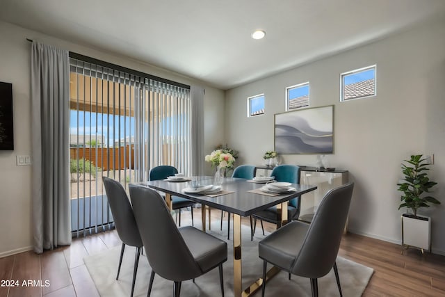 dining area featuring wood-type flooring