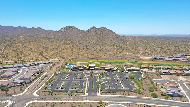 bird's eye view with a mountain view