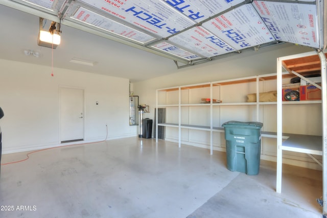 garage featuring water heater