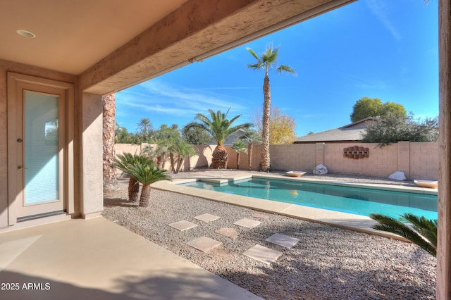 view of swimming pool with a patio area