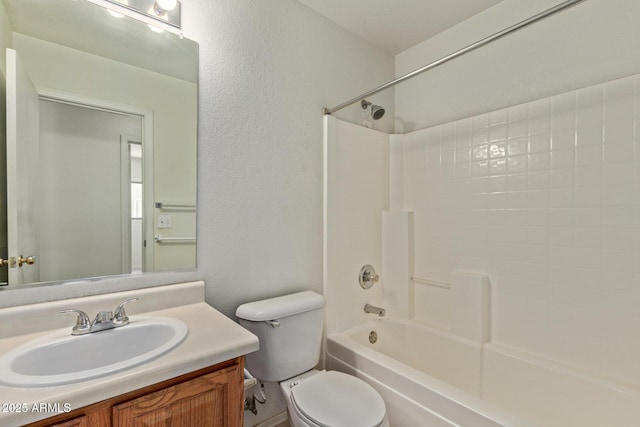 2421 W Romley Rd, Phoenix, AZ 85041 - full bath with toilet, vanity, shower / washtub combination, and a textured wall