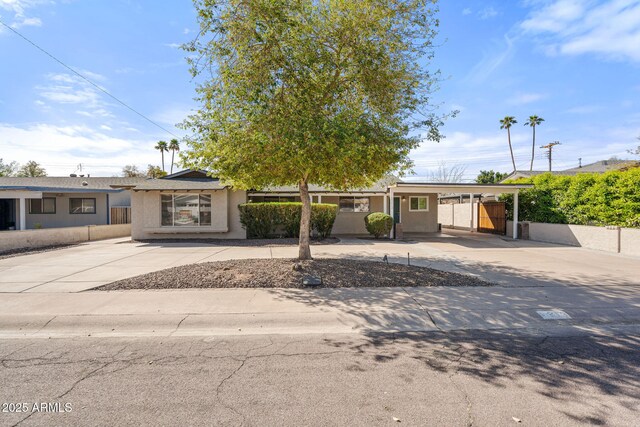 8213 E Whitton Ave, Scottsdale, AZ 85251 - view of front facade featuring concrete driveway, stucco siding, and an attached carport