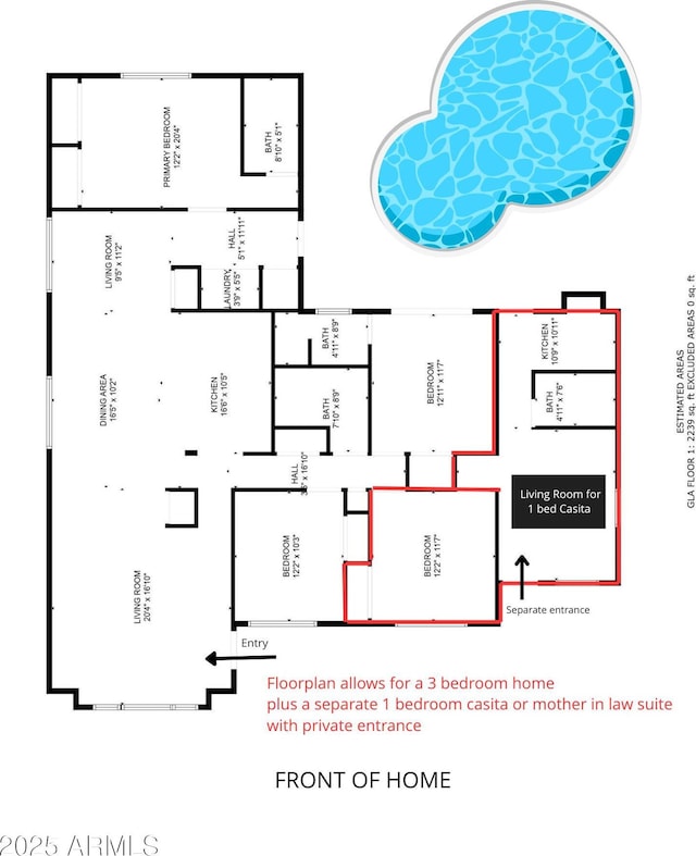 8213 E Whitton Ave, Scottsdale, AZ 85251 - floor plan / room layout