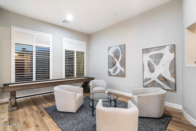 living area featuring wood-type flooring