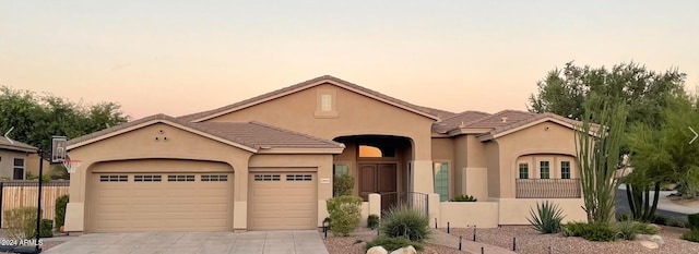 view of front of home with a garage