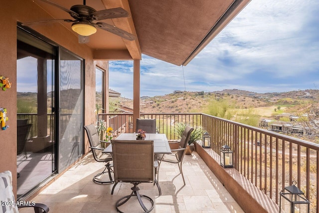 balcony with ceiling fan