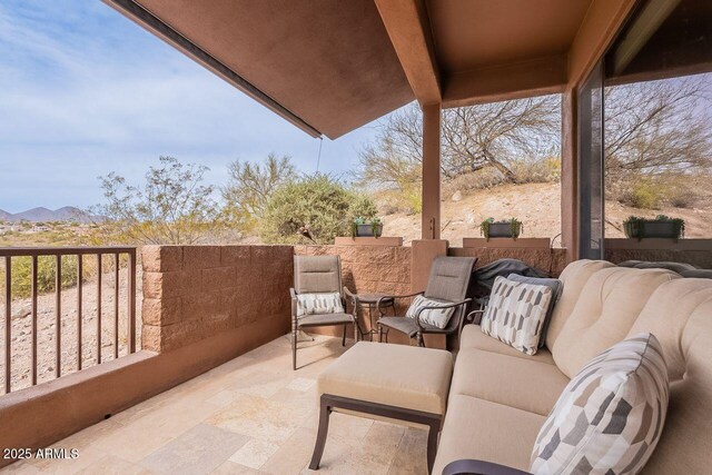 view of patio / terrace featuring a balcony and an outdoor hangout area