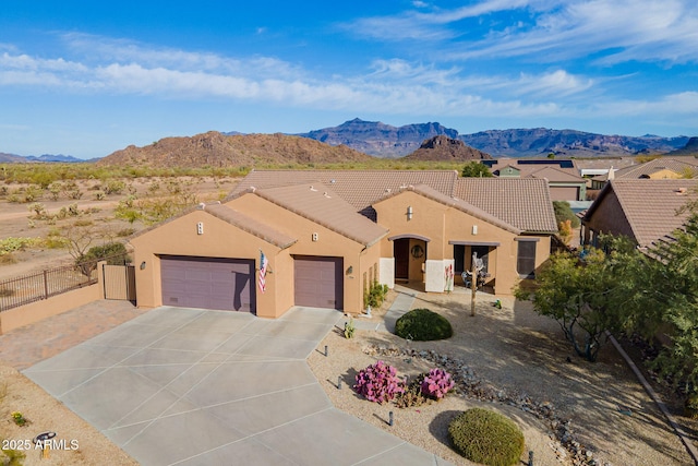 view of front of home with a mountain view