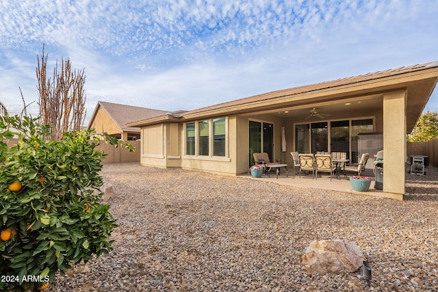 back of house featuring a patio area and ceiling fan