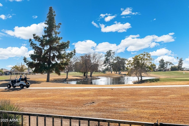 view of yard with a water view