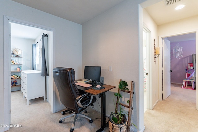 office space with light carpet