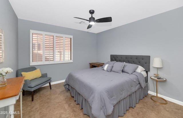 bedroom featuring ceiling fan