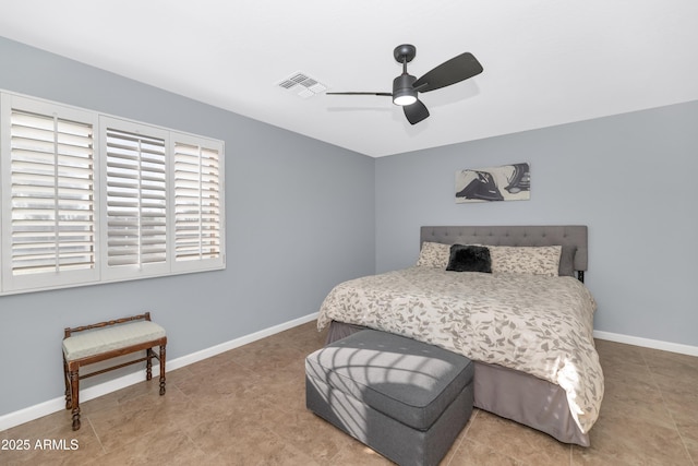 bedroom featuring ceiling fan