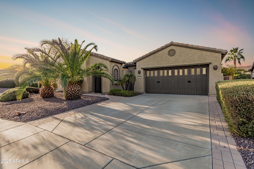 view of front of house with a garage