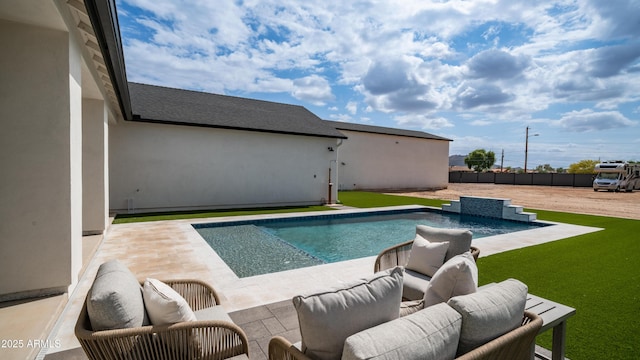 25916 S 198th St, Queen Creek, AZ 85142 - view of swimming pool featuring a yard, a patio area, fence, and a fenced in pool