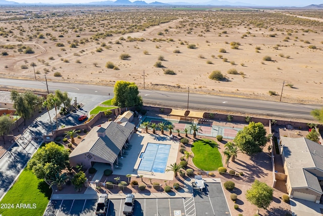 drone / aerial view featuring a mountain view