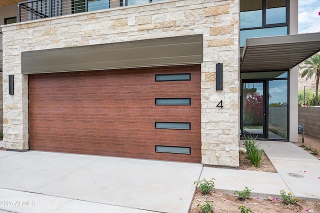 view of exterior entry with stone siding