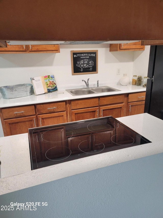 kitchen with sink and black appliances