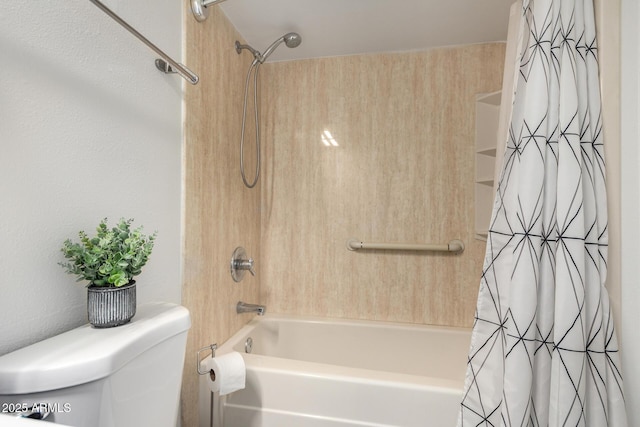 full bath featuring shower / tub combo and toilet