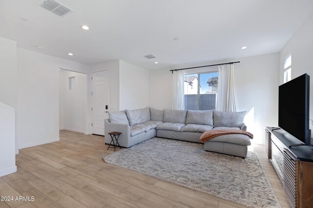 living room featuring light hardwood / wood-style floors