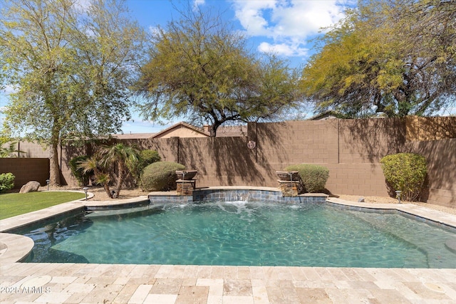 view of pool with a fenced backyard and a fenced in pool