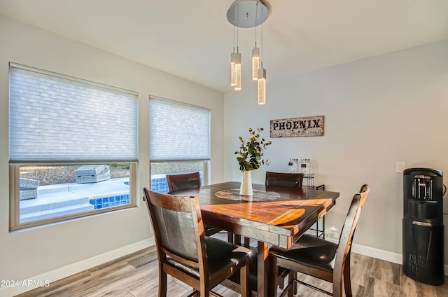 dining room with light hardwood / wood-style flooring