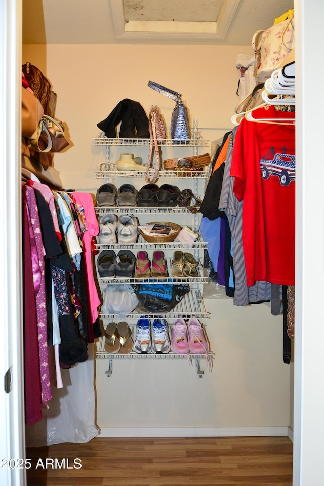 3519 W Libby St, Glendale, AZ 85308 - walk in closet with wood finished floors and attic access