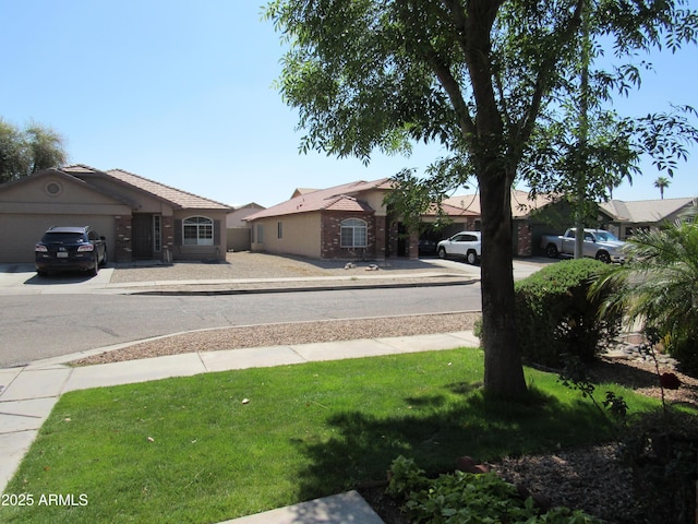 view of yard featuring a garage