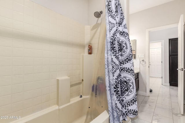 205 N 107th Dr, Avondale, AZ 85323 - full bath with shower / bath combination with curtain and marble look tiles