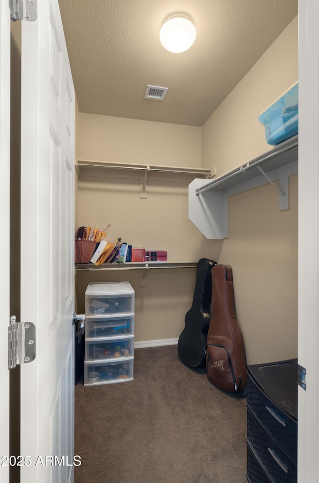 walk in closet featuring carpet floors and visible vents