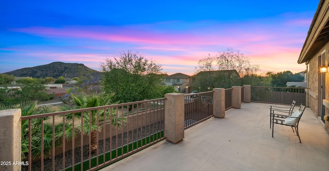exterior space featuring a mountain view