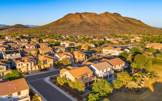 bird's eye view with a mountain view and a residential view
