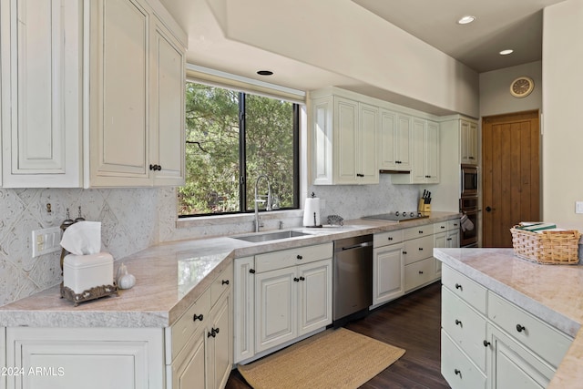 kitchen featuring plenty of natural light, dark hardwood / wood-style flooring, sink, and stainless steel appliances