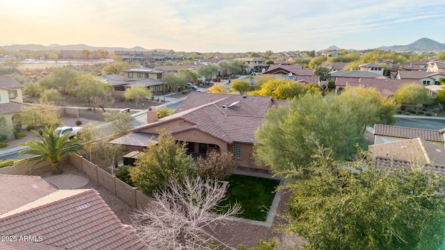 view of aerial view at dusk