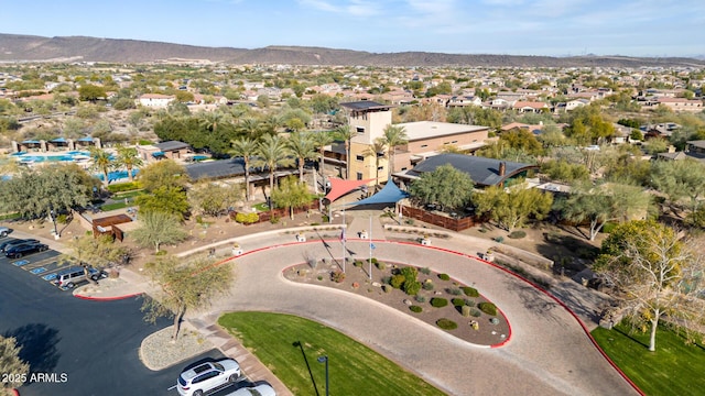 bird's eye view with a mountain view