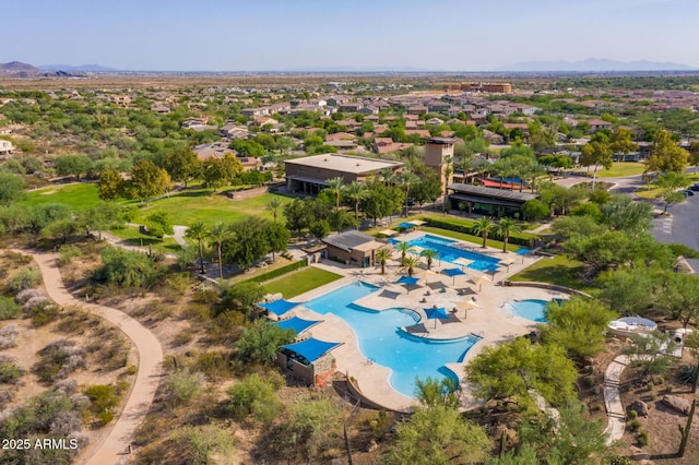 bird's eye view featuring a mountain view