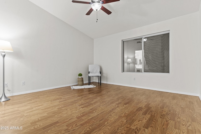 10727 E El Moro Ave, Mesa, AZ 85208 - unfurnished room with a ceiling fan, lofted ceiling, and wood finished floors