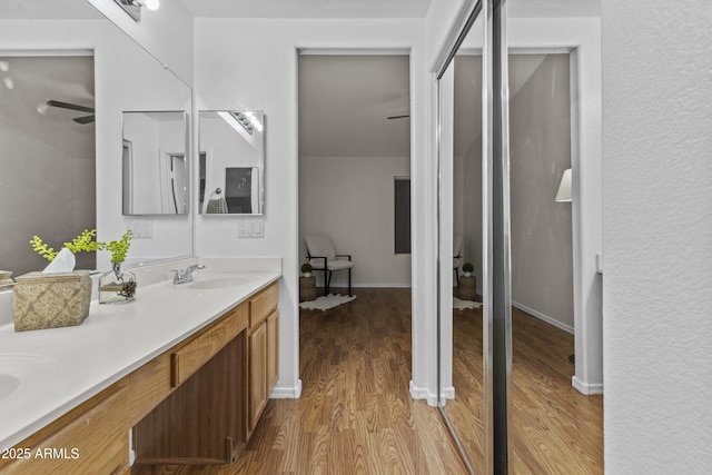 10727 E El Moro Ave, Mesa, AZ 85208 - full bath with wood finished floors and double vanity