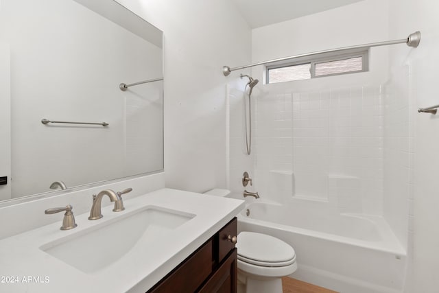 full bathroom with vanity, toilet, and shower / washtub combination