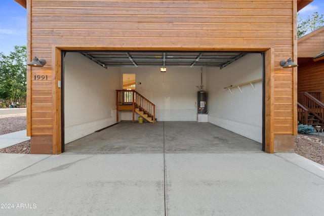 garage featuring gas water heater