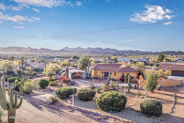 property view of mountains featuring a residential view