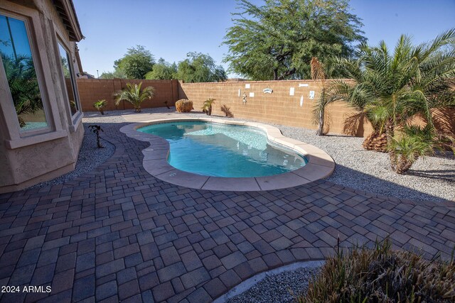 view of swimming pool featuring a patio