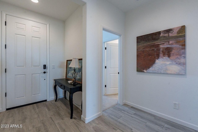 foyer featuring light wood-type flooring