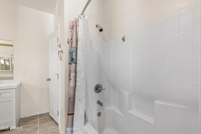 bathroom with vanity and shower / tub combo