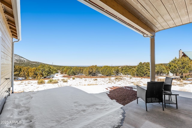 view of snow covered patio