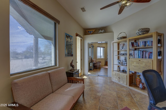 home office featuring ceiling fan