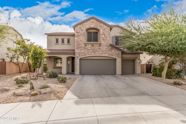 view of front of house with a garage