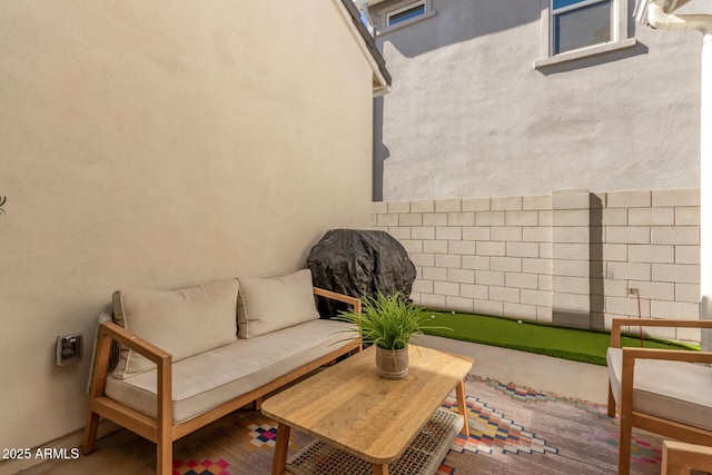 view of patio / terrace with an outdoor living space